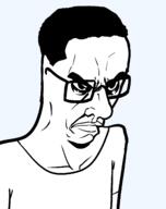 arm closed_mouth clothes glasses hair soyjak subvariant:chudjak_seething template transparent_background tshirt variant:chudjak // 1240x1568 // 36.2KB