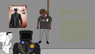 award black_coat bloodshot_eyes camera fortnite full_body glasses green_text grey_background nigger plungerman poster rope shoe skibidi skibidi_toilet stubble subvariant:muscular_chud tape text toilet variant:bernd variant:chudjak // 1400x800 // 244.7KB