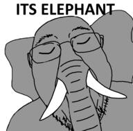 closed_eyes elephant glasses grey_skin its_elephant its_over text variant:bernd // 1116x1100 // 323.9KB