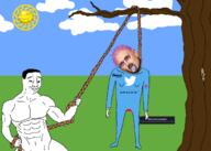 3soyjaks blood bloodshot_eyes buff chud closed_mouth cloud crying dead drawn_background elon_musk gigachud glasses hair hanging holding_object holding_rope lynching murder muscles nature neovagina noose open_mouth purple_hair rope smile sonnenrad soyjak stubble subvariant:wholesome_soyjak suicide sun tongue tranny tree twitter variant:bernd variant:chudjak variant:gapejak yellow_teeth // 2100x1500 // 400.2KB