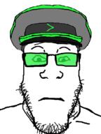 arrow bald closed_mouth clothes front_facing glasses hat military_cap military_hat neutral police_hat series:arrow_police stubble subvariant:neutralplier sunglasses tinted_glasses variant:markiplier_soyjak // 600x800 // 108.7KB