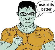 abs ai_art ai_but_not_completely_ai_doe buff cheek_bones chest clothes green_eyes green_skin hair hand lips looking_at_you meta:ai_generated muscular_male nose pencil speech_bubble subvariant:muscular_chud variant:chudjak vein white_background // 1072x976 // 200.0KB