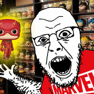 animated arm finger floating funko_pop glasses glowing hairy hand irl_background marvel no_eyebrows open_mouth shelf shoulder soyjak stubble superhero the_flash variant:yurjak wrinkles // 768x442 // 579.6KB