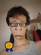 award bosnian closed_mouth craig_ryan glasses subvariant:neutralplier trihard variant:markiplier_soyjak // 540x720 // 530.1KB