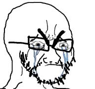 closed_mouth crying glasses hair open_mouth selfish_little_fuck soyjak stubble subvariant:neutralplier variant:markiplier_soyjak variant:soyak // 1080x1012 // 65.9KB