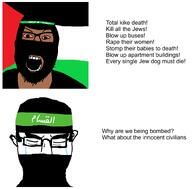 arab arabic_text brown_skin flag:palestine hamas headband islamism israel jews palestine terrorist variant:chudjak variant:wheatonjak // 1595x1569 // 334.8KB