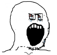 big_mouth big_teeth bloodshot_eyes crying glasses looking_to_the_right meta:not_oc no_nose open_mouth small_eyes small_glasses stubble tear teeth variant:soyak white_background white_skin // 756x728 // 82.2KB