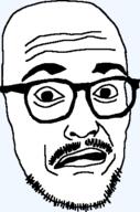 beard glasses scared soyjak subvariant:shortnose variant:longnose // 297x450 // 12.1KB