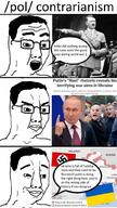 adolf_hitler angry closed_mouth comic flag glasses hair nazism open_mouth pol_(4chan) smile smirk soyjak speech_bubble swastika text ukraine variant:chudjak vladimir_putin // 577x1024 // 112.0KB