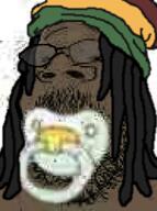 baby beard black black_skin bob_marley caca dreadlocks dreads glasses pacifier rasta small_eyes stubble variant:gapejak // 186x250 // 52.3KB