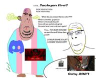 2soyjaks devil_daggers fat soyjak subvariant:nucob tachyon_fire tranny variant:cobson // 1548x1261 // 1.1MB