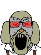 c0e7 clothes glasses grey_skin grey_teeth janny open_mouth red_eyes soyjak variant:markiplier_soyjak // 600x800 // 30.1KB