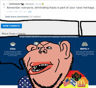 american_flag amerimutt angry balding big_lips black_lives_matter brown_skin clothes communism fist gay gay_flag israel mcdonalds military mutt navy nazism pride_flag reddit sickle speech_bubble star stars statistics subvariant:impish_amerimutt suicide text united_states variant:impish_soyak_ears // 1006x922 // 492.9KB