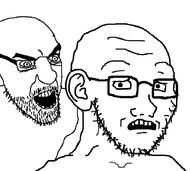 2soyjaks concerned glasses open_mouth scared soyjak stubble subvariant:soyak_(concerned) variant:kliksjak variant:soyak // 900x800 // 2.1MB