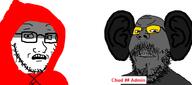 2soyjaks ear glasses little_red_riding_hood soot soot_colors soyjak soyjak_party stubble variant:gapejak variant:soyak // 1800x800 // 248.7KB