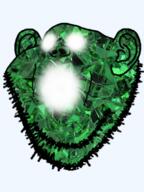 ear gem_skin gemerald glowing glowing_eyes green_skin light no_pupils open_mouth soyjak stubble transparent_background variant:impish_soyak_ears white_eyes // 598x800 // 495.3KB