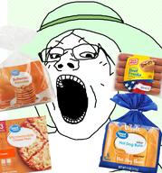 applebees beef_frank cheese_pizza clothes crystal_cafe food glasses great_valueteeth green_hair green_hat hair hot_dog hot_dog_bun open_mouth pancake pizza soyjak subvariant:gapejak_female text variant:gapejak walmart // 4096x4386 // 2.2MB