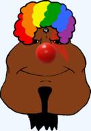 Warrior-Z(user) clown clown_nose clown_wig goatee soyjak subvariant:mexiaryan variant:meximutt wig // 464x669 // 55.8KB