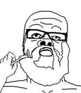 animated arm beard bloodshot_eyes closed_mouth crying glasses hand hanging holding_object makeup open_mouth painted_nails pointing rope shaving soyjak suicide variant:a24_slowburn_soyjak yellow_teeth // 223x255 // 90.2KB