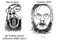 2022 2soyjaks beard chapo_trap_house cushbomb glasses march matt_christman october open_mouth russia soyjak ukraine variant:christmanjak // 2444x1818 // 225.1KB