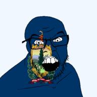 angry animal elk flag flag:vermont glasses hair looking_at_you mustache open_mouth plant soyjak state stubble teeth text transparent_background tree united_states variant:feraljak vermont // 1500x1500 // 353.1KB