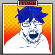 angry blue_hair enraged glasses omori open_mouth pixel_art soyjak stubble text variant:feraljak video_game // 508x506 // 235.0KB
