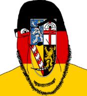 Saarland flag flag:saarland full_head germany glasses hair looking_at_you open_mouth smile soyjak stubble teeth variant:cobson // 775x849 // 122.5KB