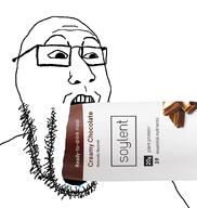choking drinking drool meta:leaky nuplier nuvariant soy soyboy soylent soylent_(creamy_chocolate) soylent_bottle subvariant:paperplier variant:markiplier_soyjak // 1382x1456 // 396.9KB