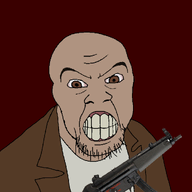 angry eternal_damnation eyebrows gun holding_gun holding_object john_murray mp5 postal postal_2 teeth trenchcoat variant:feraljak video_game // 1000x1000 // 144.0KB
