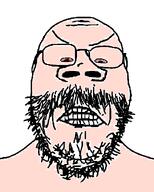 angry baby babyjak beard big_nose bloodshot_eyes caca clenched_teeth ext=jpg front_facing frown glasses jpeg jpeg_compression looking_at_you mustache pale_skin small_eyes soyjak stubble subvariant:gapejak_front variant:gapejak white_skin // 500x622 // 98.4KB