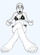 bikini foot full_body glasses open_mouth pointing soyjak stubble variant:shirtjak yuzugin // 1449x1939 // 241.8KB