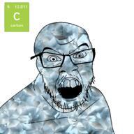 angry carbon chemistry element gem gem_skin glasses soyjak stubble text variant:feraljak watermark // 1000x1000 // 491.8KB