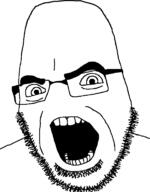 egg eye eyebrow glasses hair head incomprehensible_woahjack large_forehead no_nose nobody_nose nonsense open_mouth soyjak stubble teeth variant:cobson white_background wrinkles // 600x770 // 26.2KB