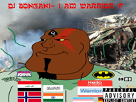 ai_but_not_completely_ai_doe album_cover bald batman beard bnwo brown_skin communism dj explosion flag:afghanistan flag:india flag:iraq flag:norway fnf friday_night_funkin' hammer_and_sickle hebrew_text hello_my_name_is_(sticker) irl_background islam kratos lgbt looking_to_the_left meta:ai_generated meta:namefags mouth_closed mudslime music queen_of_spades rubble rule34 shahada slum smile smoke song subvariant:mexiaryan suno_ai taliban text transgender_flag variant:meximutt warrior-'p_lost warrior-z_(user) warrior_for_trans_muslim_rights yellow_eyes // 960x720, 131.9s // 13.4MB