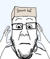 clothes glasses hand hands_up hat neutral serious_hat stubble subvariant:neutralplier subvariant:ppplier variant:markiplier_soyjak variant:ppp // 519x616 // 96.0KB