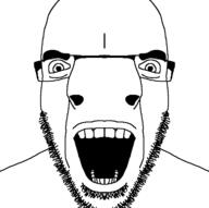 angry glasses mirrored open_mouth soyjak stubble variant:cobson // 722x720 // 31.7KB