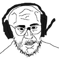 artist:QQlive glasses headphones microphone neckbeard soyjak soyjak_party variant:unknown // 500x500 // 35.0KB