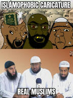 ak-47 arab arabic_text beard black_skin book brapped_comment_section☣️☣️☣️_do_not_enter☣️☣️☣️ brown_skin flies french_text glasses goat gun impact_font islam islamophobia microphone muslims quran rifle subvariant:tetojak taqiyah thobe variant:feraljak variant:ishish_soyak_ears wojak yellow_teeth // 504x674 // 61.7KB