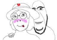 2soyjaks ahegao clothes glasses hat queen_of_hearts sex soyjak stubble subvariant:female_cobson subvariant:hornyson tongue variant:cobson // 1835x1299 // 349.3KB