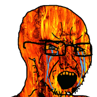 angry animated bloodshot_eyes crying fire glasses open_mouth series:elementjaks soyjak stubble variant:soyak // 420x420 // 2.9MB