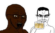 arm black_skin glasses hand n-word_pass nigger scared smile soyjak stubble variant:chudjak variant:soyak yellow_sclera yellow_teeth // 1000x608 // 94.2KB