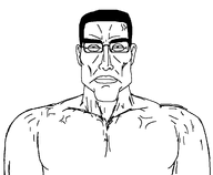 closed_mouth ear front_facing glasses hair jaw jawline meta:not_a_fucking_duplicate muscles muscular_male soyjak subvariant:perceptive_chud template variant:chudjak // 1063x873 // 42.2KB