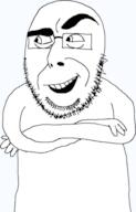 cobsontalks glasses open_mouth pointing rantsona soyjak stubble subvariant:cobsonTALKS variant:cobson // 299x468 // 20.9KB
