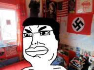 angry chud closed_mouth glasses hair irl_background nazism swastika variant:unknown // 1780x1328 // 2.2MB