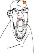 angry antenna clenched_teeth closed_mouth ear glasses looking_at_you mustache orange_eyes reddit redditard soyjak stretched_mouth stubble subvariant:feralrage teeth variant:feraljak // 895x1217 // 250.2KB