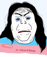 a_(4chan) angry clothes flag hair makeup nintendo soyjak stubble tranny variant:alicia video_game // 592x720 // 19.1KB