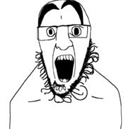 excited eyebrows glasses open_mouth soyjak stubble variant:godjak // 1002x950 // 22.3KB