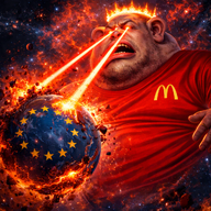 bald crown europe facial_hair fat flag:european_union lazer_eyes logo mcdonalds meta:ai_generated open_mouth planet red_shirt space stubble subvariant:impish_amerimutt variant:impish_soyak_ears // 1024x1024 // 1.8MB