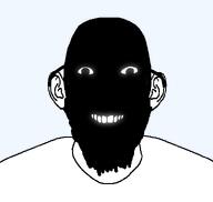 alternate analog_horror black_skin ear glowing_eyes grin scary smile teeth variant:mustardjak // 585x555 // 14.4KB