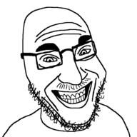 closed_mouth clothes glasses grin mustache soyjak stubble variant:unknown // 815x817 // 20.2KB